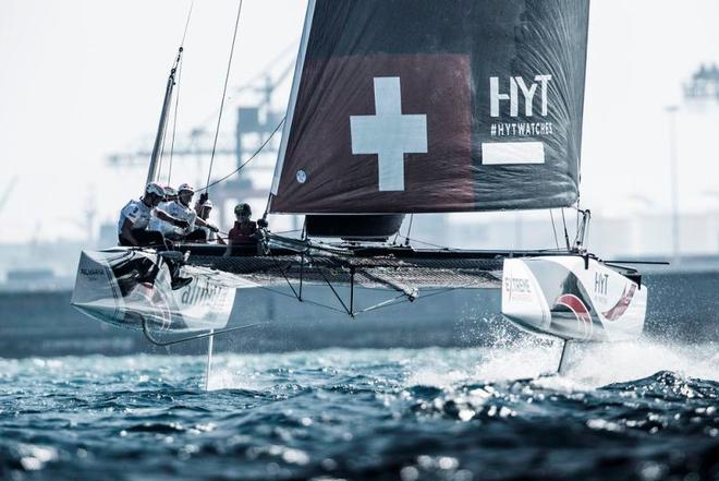 For Alinghi Act 4, Extreme Sailing Series Barcelona, was the first time it finished off the podium this season © Lloyd Images http://lloydimagesgallery.photoshelter.com/